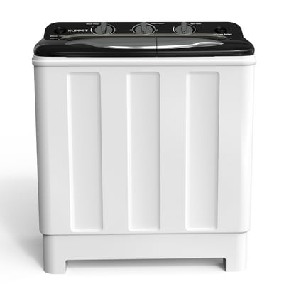 Kenwell Compact Twin Tub Portable Mini Washing Machine 24lbs Capacity, Washer(16.5lbs)&Spiner(7.5lbs)/Built-in Drain Pump/Semi-Automatic (White&Black)