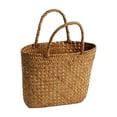 thumbnail image 2 of Handwoven Plastic Beach Tote Bag, Khaki Summer Handbag, 11.81 x 11.02 x 1.57 Inches, 2 of 6