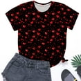 thumbnail image 2 of Hyknon Womens Tops Été Saint-Valentin Amour Imprimé Décontracté Manches Courtes Col Rond Haut/chemise Pull Doux Polyvalent pour Femmes, 2 of 5