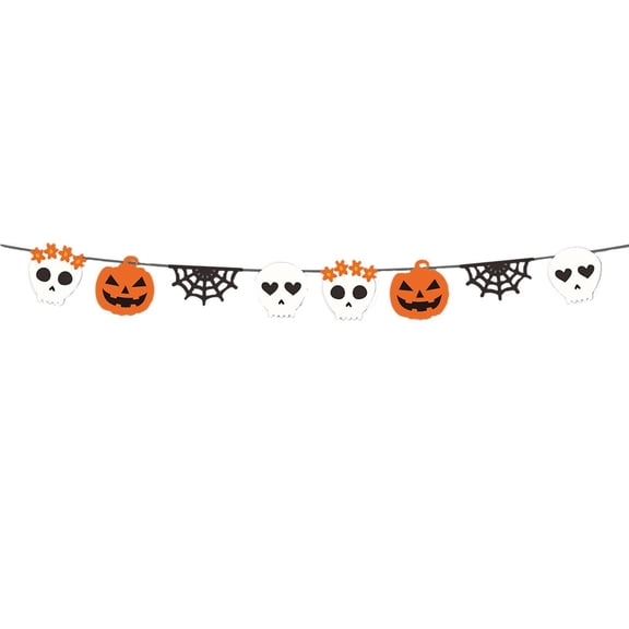 1 Pack Halloween Party Decorations, Sugar Skull Decor, Halloween Pumpkin Decor, Spiderweb Decor Hanging Garland for Home Wall Indoor Party Halloween Celebrations