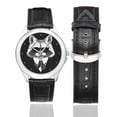 thumbnail image 1 of SUNENAT Funny Raccoon Hipster Animal Women's Fashion Stainless Steel Watch with Black Leather Band, 1 of 5