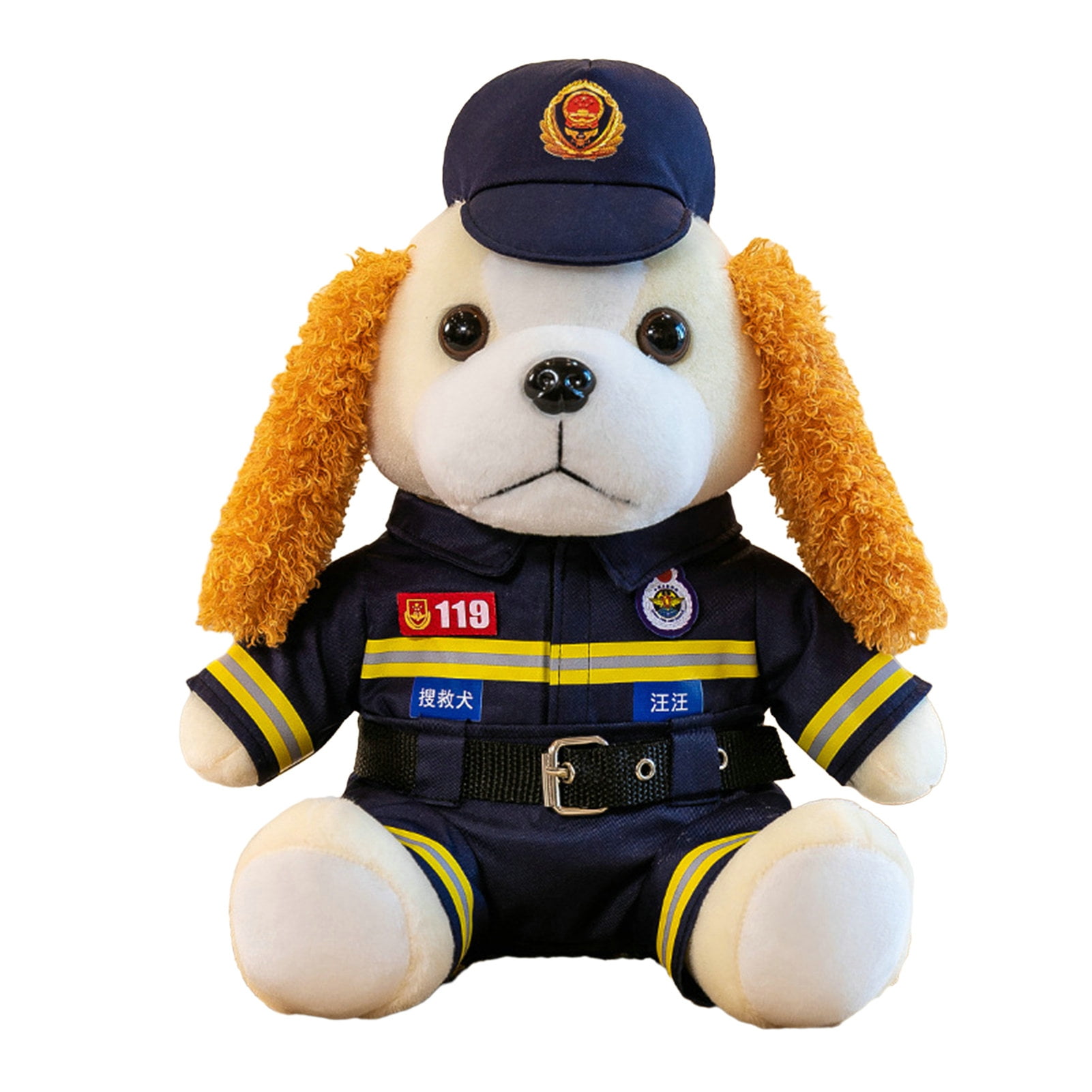 Rescue Dog Plush Firemen Dog Stuffed Plush with Clothes Hat Fuzzy Ears Soft Pp Cotton Filled Animal Rescue Puppy Plushie Firemen Dog Stuffed Toy Walmart