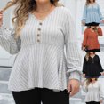 thumbnail image 5 of qucoqpe Plus Size Catching Wool Sweaters for Women Casual Soft Ribbed Long Lantern Sleeve Knit Pullover Button Up V Neck Blouse Tops, 5 of 5