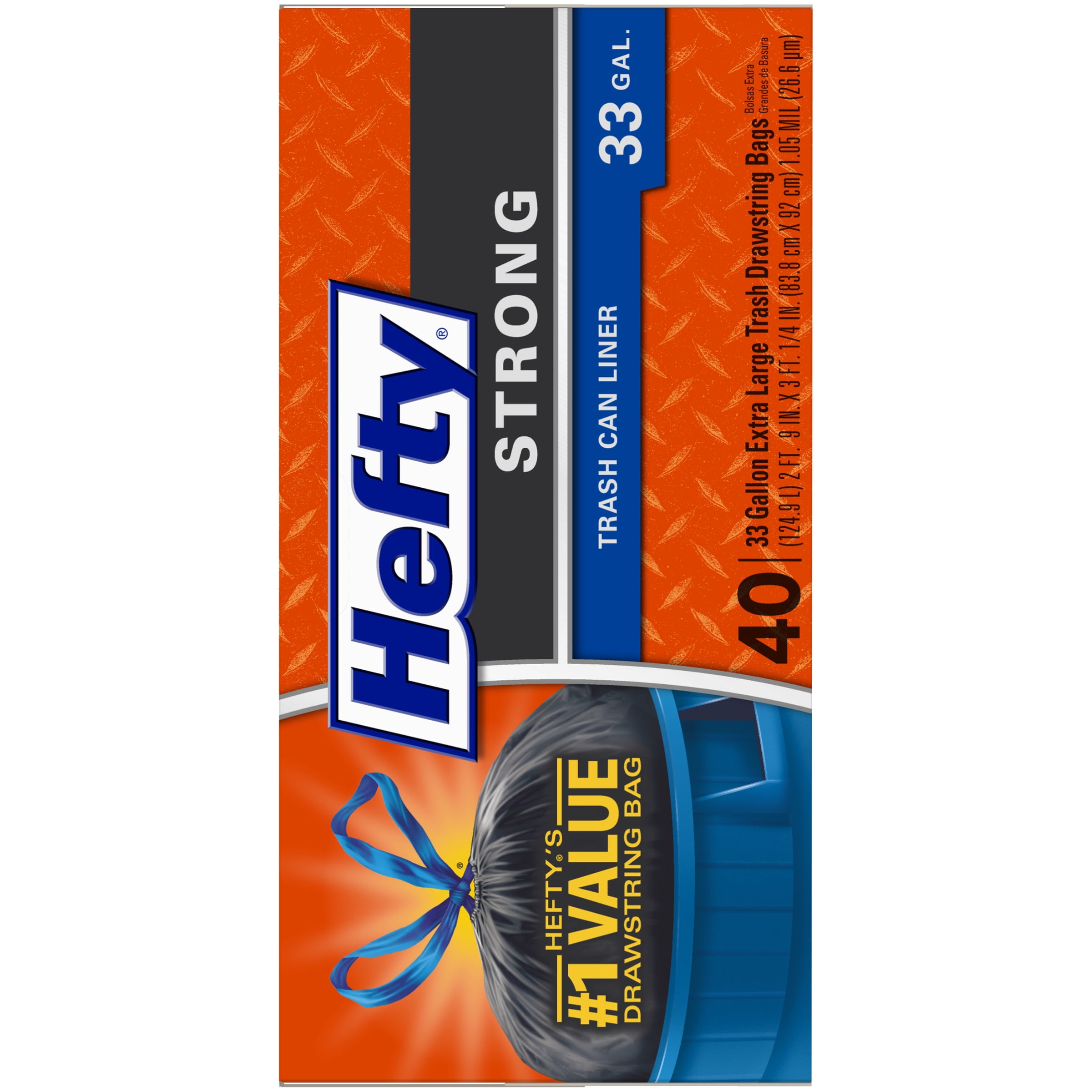 Hefty® Strong 33 Gallon Trash Can Liner Extra Large Trash Drawstring Bags 40 ct Box