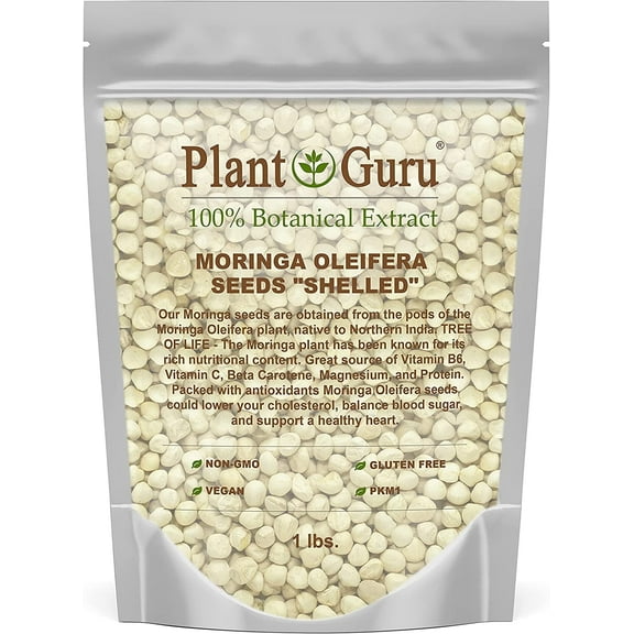 Moringa Seeds Kernel Shelled 16 oz. / 1 lb. - Clean PKM1 Variety - Edible - Moringa Oleifera - Malunggay - Semillas De Moringa - Drumstick Tree - Non-GMO - 2000 to 2400 Seeds Approx.