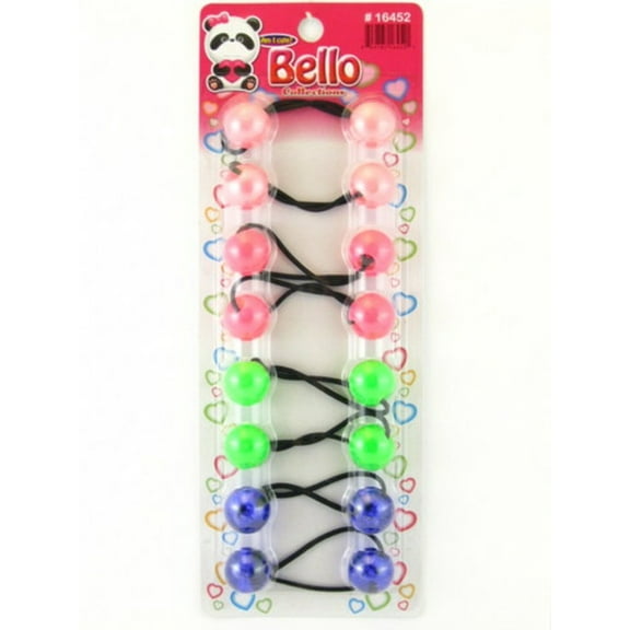 Dsk Bello 20 mm Twinbead Ball Ponytail Holders - Assorted Colors - 8 Pcs.