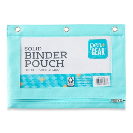 Pen + Gear Solid Polyester Binder Pouch Pencil Case, Teal, 10.25" x 7.25"