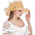 thumbnail image 4 of Organza Fascinator Hat - Women's Wide Brim Church Bridal Tea Party Wedding Hat, 4 of 6