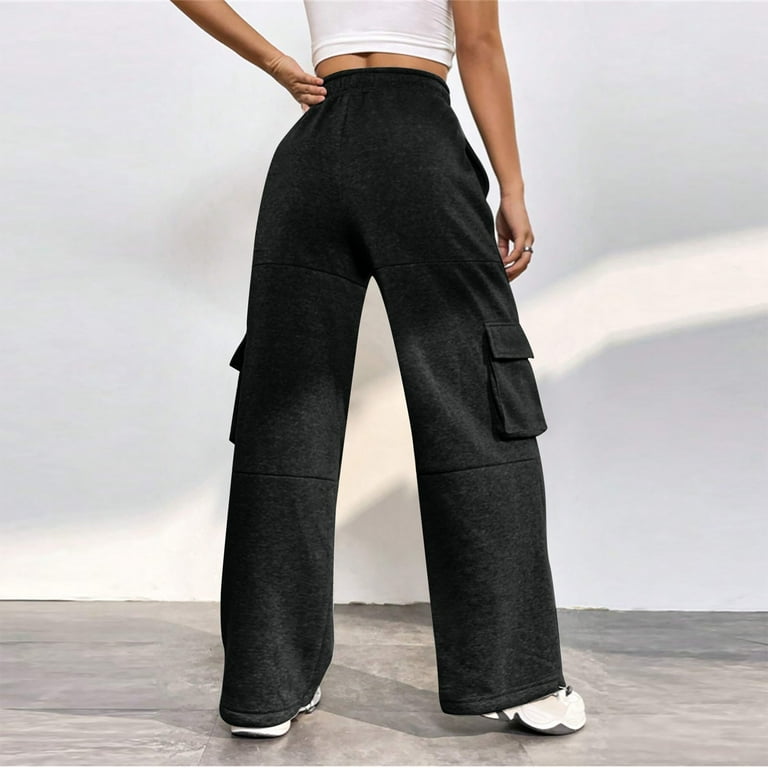 Susanny Cinched Sweatpants for Women Drawstring Elastic Waist Straight Leg  High Waisted with Pockets Sweatpants Joggers Athletic Cargo Baggy Pants