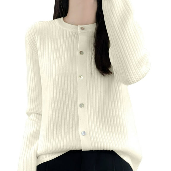 Cardigan Sweaters for Women, Yigetop Women's Flare Button Front Cardigan Sweater Standard Lightweight Cardigans for Women Beige L