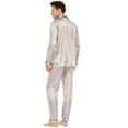 thumbnail image 4 of Keevoom Men's Silk Pajama Set Casual Long Sleeve Satin Pajamas Sleepwear, 4 of 6