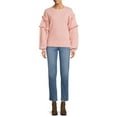thumbnail image 4 of Time and Tru Women's Ruffle Sleeve Sweatshirt, Sizes XS-3XL, 4 of 5