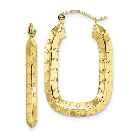 Primal Gold 10 Karat Yellow Gold Textured Rectangle Hoop Earrings