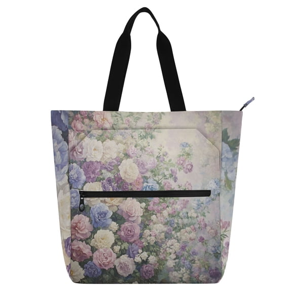 DIXRUYEE Book Tote Bag Casual Style Creatively Colorful Assortment Of Flowers Printed