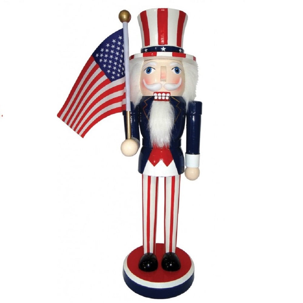 Patriotic Uncle Sam Holding American Flag Wooden Christmas Nutcracker ...