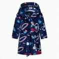 thumbnail image 1 of Splozh Girls Hooded Robe Childrens Flannel Robe Cartoon Print Home Fleece Bathrobe for Boys and Girls with Pockets Navy,4-5 Years, 1 of 1