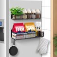 thumbnail image 1 of Estante magnético para especias para refrigerador, paquete de 2 estantes organizadores de condimentos para refrigerador con imán extraíble y ganchos, almacenamiento de especias para cocina, 1 of 7
