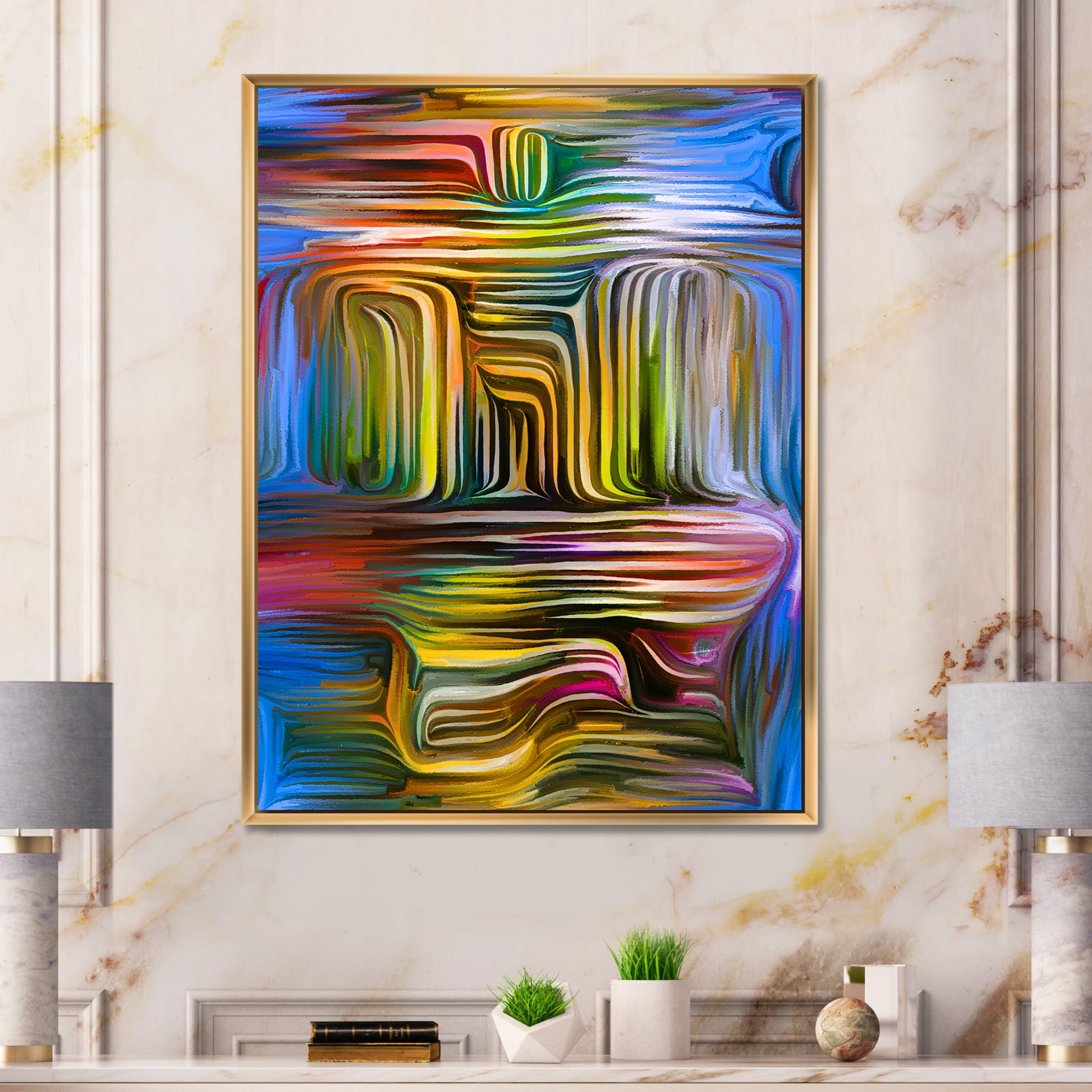 Designart 'Colour Spiral Fusion VIII' Modern Framed Canvas Wall Art Print