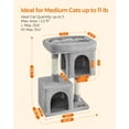 thumbnail image 3 of Cat Tree 29.1 Inch Cat Tower with Large Perch, 2 Cat Caves, Scratching Post for Kittens up to 11 lb, Light Gray, 3 of 9