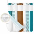 thumbnail image 2 of Modern Brown Teal No Hook Shower Curtain Waterproof,Bathroom Curtains with Snap in Liners and See Through Top Window,Boho Contemporary Geometric Striped Hotel Style Bathtub Curtains Shower 72"Wx72"L, 2 of 8