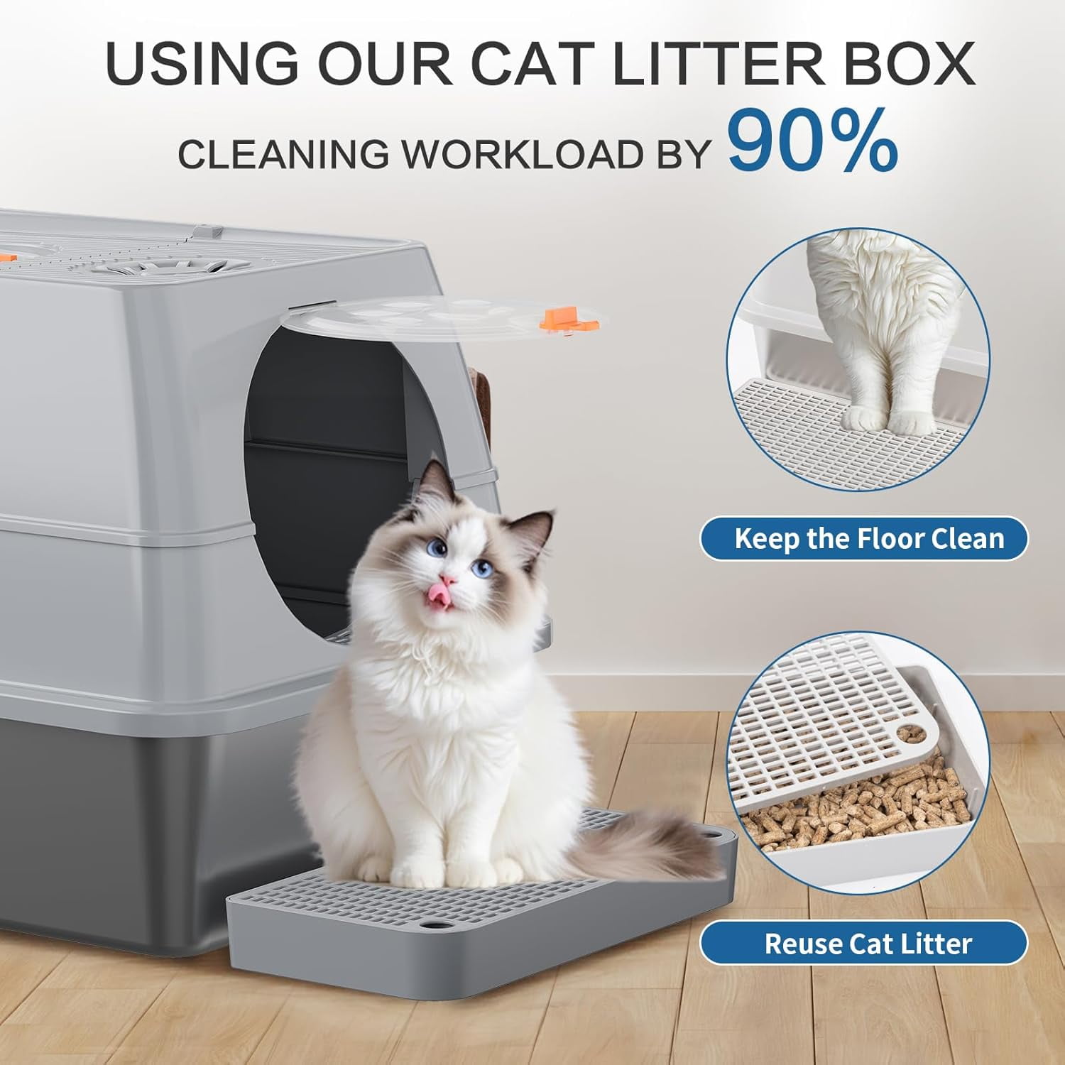 Enclosed Cat Litter Box – Large Space, Anti-Splash & Odor Control – Non-Stick Base, Easy to Clean for Indoor Cats – Durable & Cat-Friendly Design