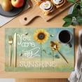thumbnail image 2 of Sunflowers Placemats Set of 12 Modern Bee You Are My Sunshine Green Place Mats Indoor Wipeable Table Mats Washable Cloth Dining Table Placemats for Kitchen Holiday Party Home Decor 13x19 Inch, 2 of 9