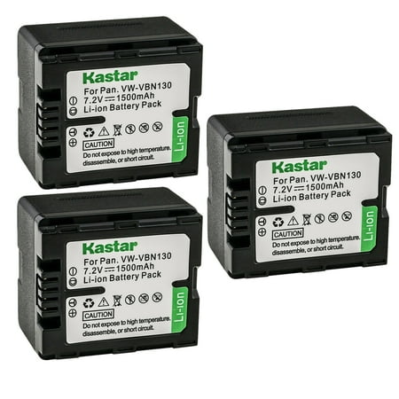 Image of Kastar 3-Pack Battery VW-VBN130 Replacement for Panasonic HDC-SD800GK HDC-SD800GK-3D HDC-SD800K HDC-SD800P HDC-SD900 HDC-SD909 HDC-TM900 HDC-TM900GK HDC-TM900GK-3D Camera