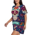 thumbnail image 2 of Fotbe Dead Day Party Print Pajama Set for Women 2 Piece Loungewear Short Sleeve Tops and Shorts Set Soft Sleepwear-Medium, 2 of 7