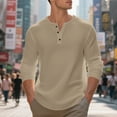 thumbnail image 3 of Mgmyaa Men's Button-Down Waffle Knit Shirt Breathable Long Sleeve Thermal Henley Casual Loungewear Pullover Work Shirt, 3 of 8