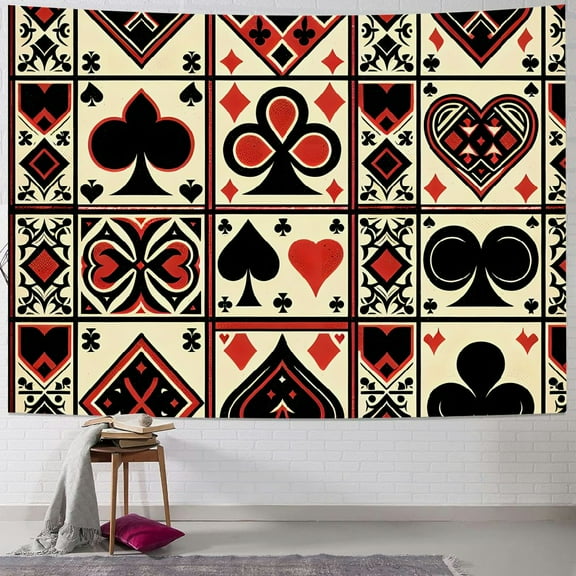 Autua Playing Cards Tapestry Wall Hanging Unique Style Graphic Tapestries Home Wall Decor Art for Living Room Bedroom Apartment Farmhouse Dorm 40x30inch