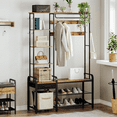 Hall Tree Coat Rack with 3Tier Storage Bench and 1 Drawer 5in1