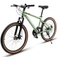 thumbnail image 2 of Ambifirner 24 Inch Mountain Bike for Men & Women, 21-Speed High-Carbon Steel Frame with Mechanical Disc Brakes, Front Suspension Fork & All-Terrain Tires, 85% Pre-Assembled Trail/Commuter Bike, Green, 2 of 9