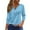 Blue, variant on WTOBBY Women's Floral Print V-Neck 3/4 Sleeve Loose Fit Versatile Blouse Top for Casual Spring Fall Fashion and Everyday Comfortable Outfits,Blue L