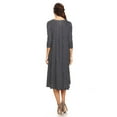 thumbnail image 4 of Women's Casual Basic Comfy 3/4 Sleeve Flare A-line Midi long maxi Dress, 4 of 4