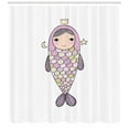 thumbnail image 3 of Mermaid Shower Curtain, Fantasy Sea Life Mythological Character Girl in Fish Costume with Crown Moon Stars, Fabric Bathroom Set with Hooks, 69W X 75L Inches Long, Multicolor, by Ambesonne, 3 of 3