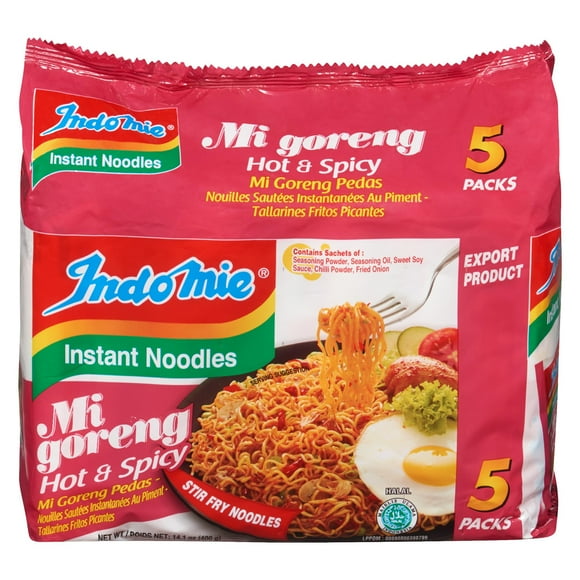 Indomie Nouilles instantanées Mi goreng chaudes et épicées (5 pièces) 80g x 5