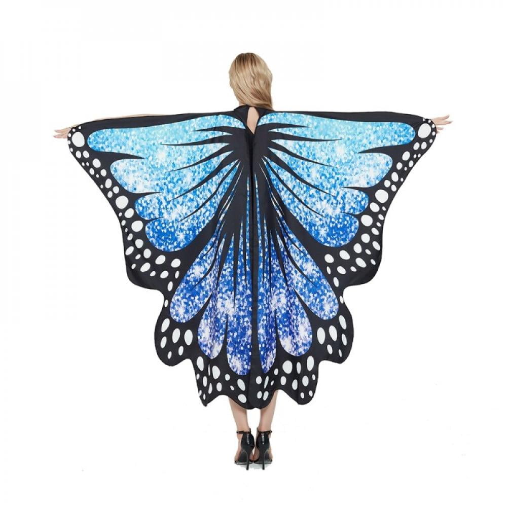 Womens Butterfly Wings Cape Adult Fairy Pixie Cloak Fancy Dress Costume 
