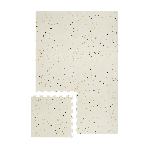 3 Sprouts Foam Puzzle Play Mat with Interlocking EVA Tiles for Toddlers, Babies and Kids in Terrazzo Cream