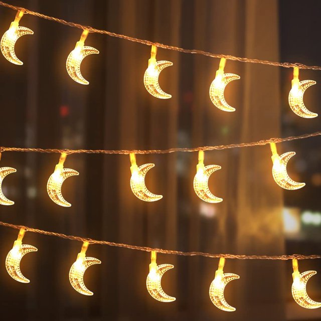 Luces de color de luna Luces de cadena de luna Luces decorativas de fiesta de Navidad Luces de boda LED Cartucho de flash Batería 10 metros 80 luces Blanco cálido Alimentado por USB TUNC Sencillez