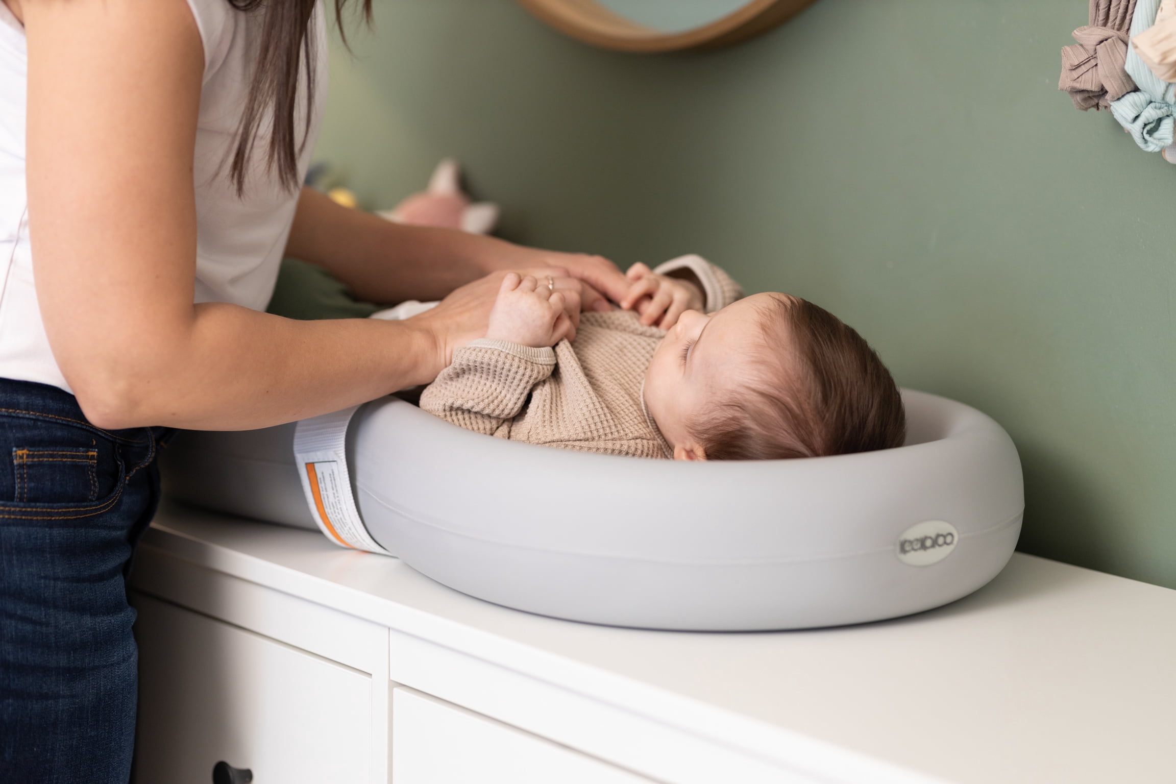 Peanut® Changer – The Original Made in USA Easy-to-Clean Changing pad and The only Shell Over Foam, Fully impermeable to Fluid - Gray