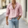 thumbnail image 2 of SAWOBUUN Mens Button Down Shirt Long Sleeve Collared Crinkle Casual Beach Holiday Shirts, 2 of 8