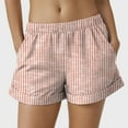 thumbnail image 2 of vigerkar Women's Casual Striped Shorts Elastic High Waisted Straight Leg Lounge Bottoms with Pockets Watermelon Red, XXL, 2 of 5