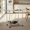 thumbnail image 2 of Chariot Utilitaire – Chariot de Rangement en Métal Robuste à 2 Niveaux avec Poignée Basse et Roues Verrouillables – Tablettes en Acier Ajustables pour Bureau, Cuisine, Entrepôt – Lot de 1, 2 of 7