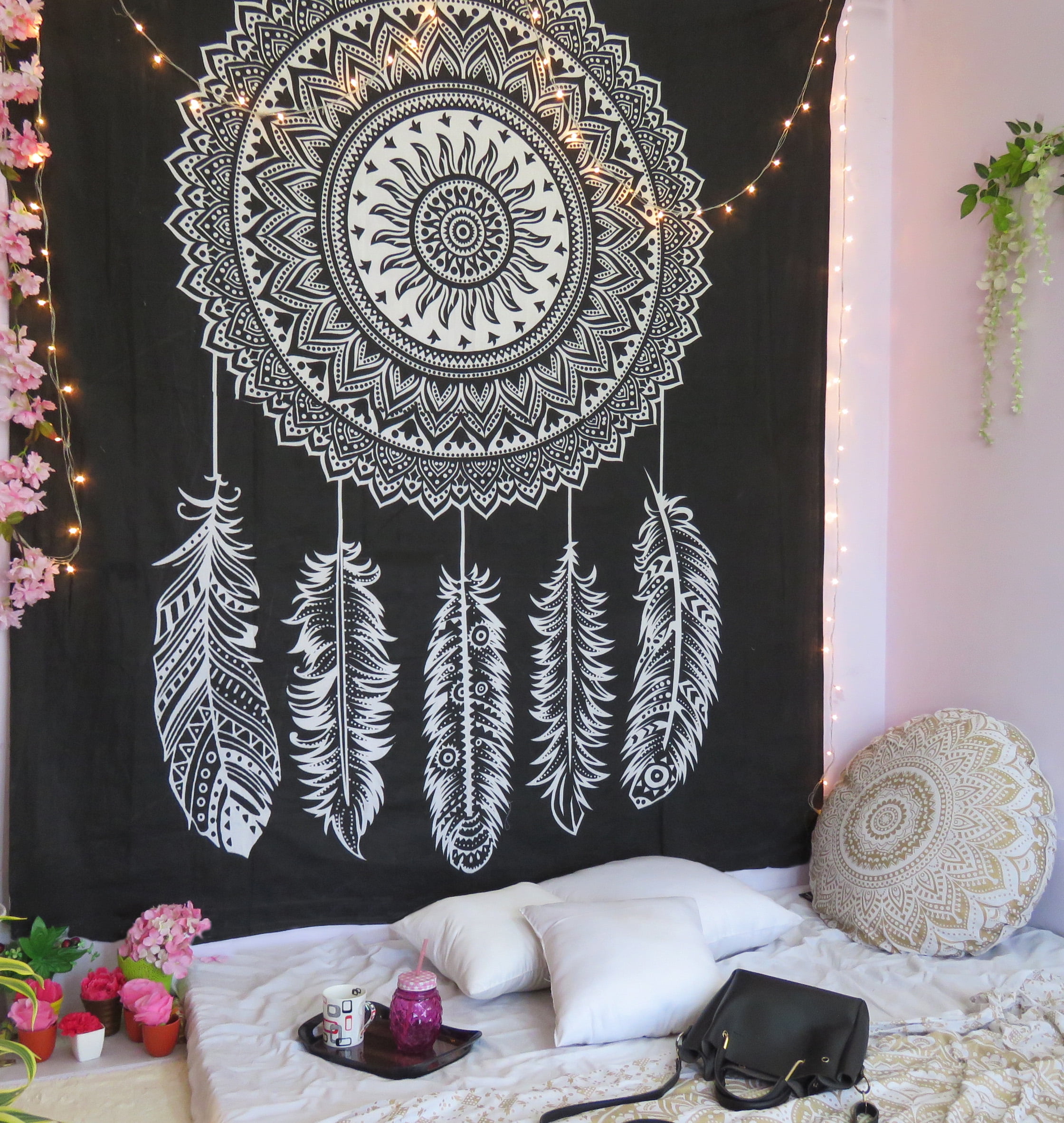 Black Dreamcatcher Tapestry Boho Wall Tapestry Hippie Decorative Tapestries Bohemian College Dorm Wall Hanging Queen Bedspread Beach Throw Picnic Blankets Online Walmartcom Walmartcom