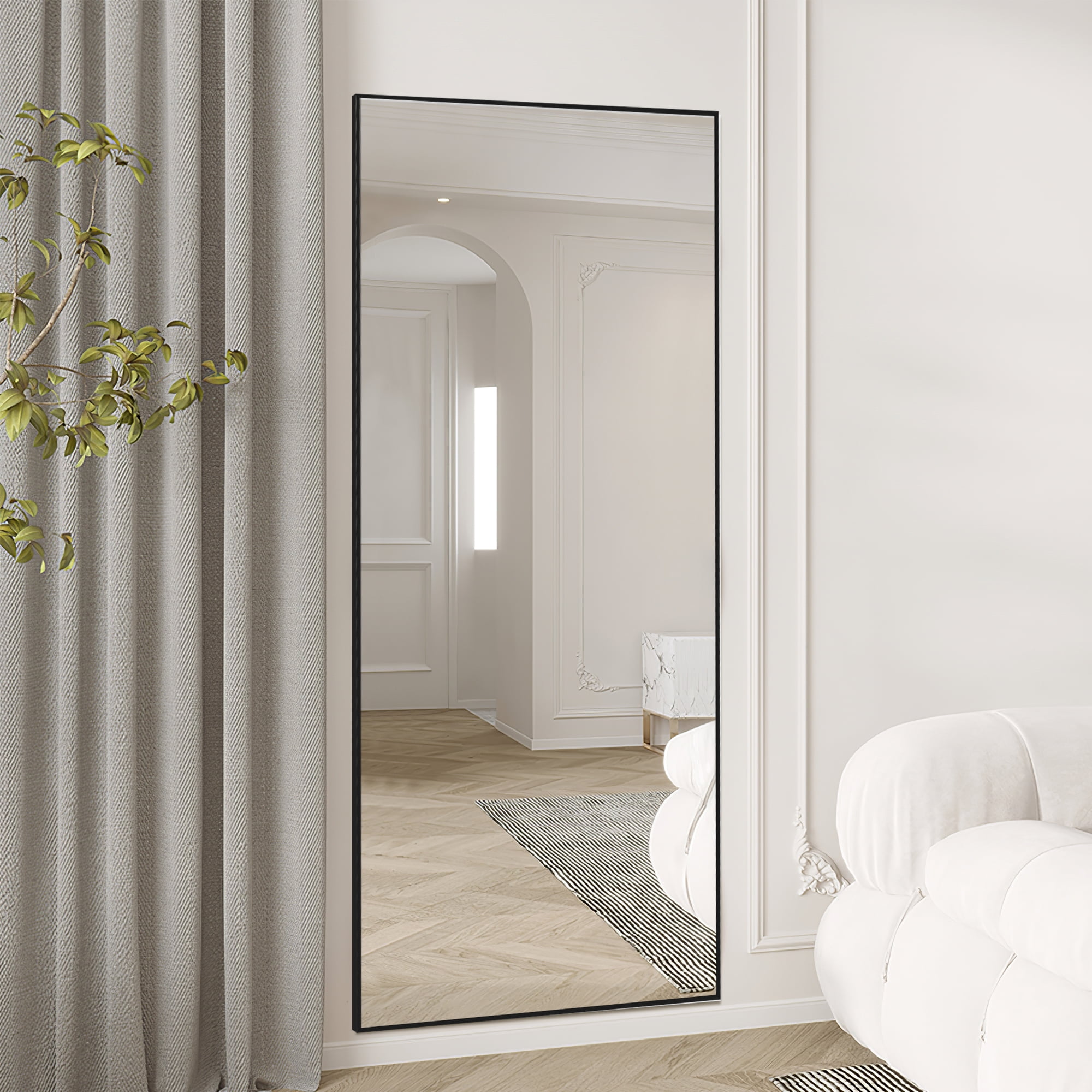 71" x 24" Floor Mirror Rectangular Mirror Full Length Mirror Large Mirror with Stands Black
