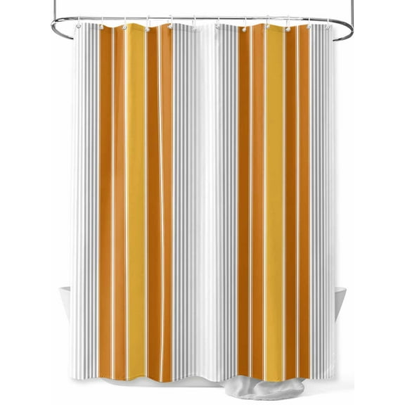 Shower Curtain Orange Vertical Stripes Bathroom Curtains with Hooks, Waterproof Fabric Ombre Striped Bath Shower Curtains Set for Bathroom Bathtubs Decor 36x72 Inch