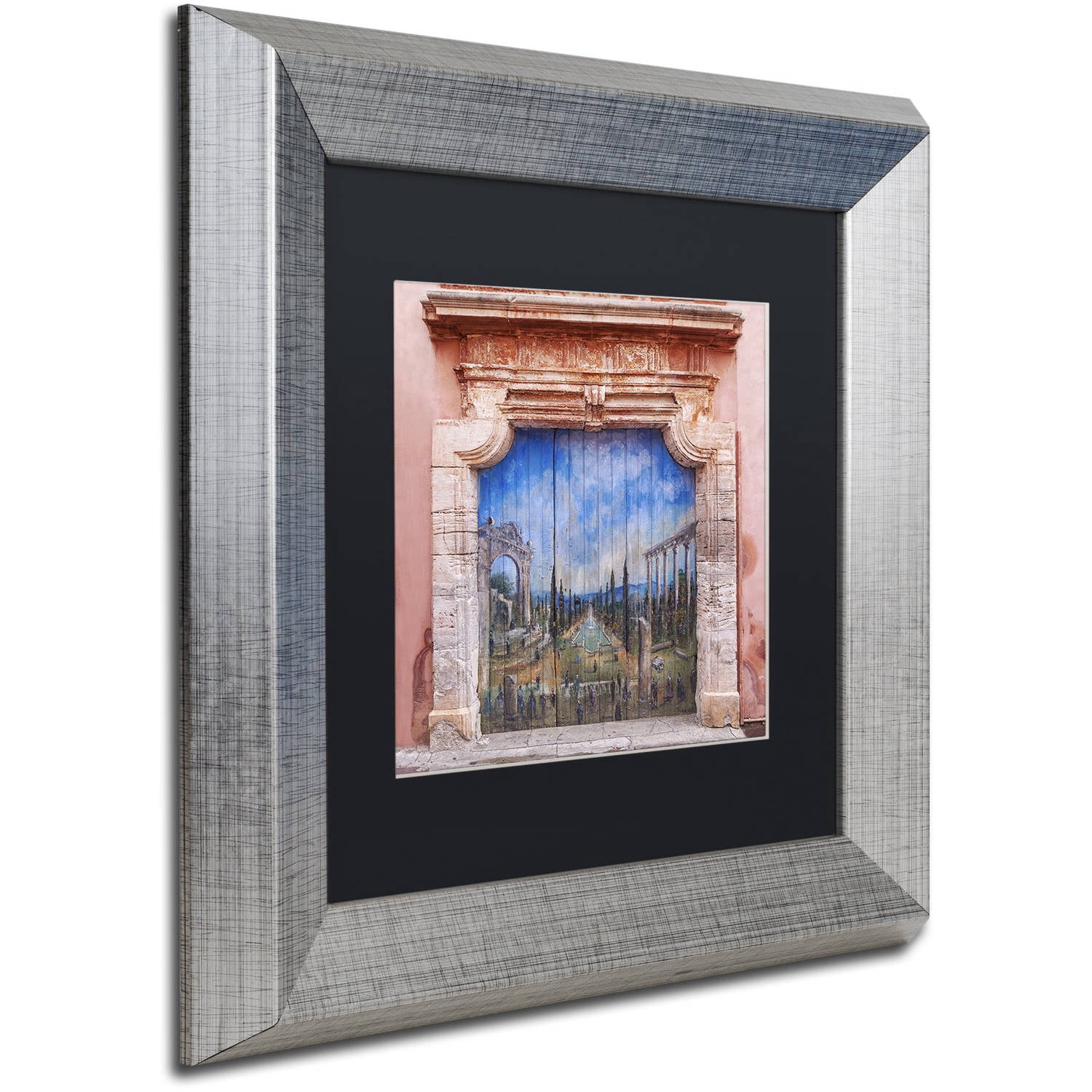 Trademark Fine Art 'Old Painted Door' Canvas Art by Michael Blanchette Photography, Black Matte, Silver Frame