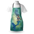 thumbnail image 3 of Underwater Apron Mermaid Upper Body of a Woman and the Tail of Fish for Swimming Marine Life, Unisex Kitchen Bib Apron with Adjustable Neck for Cooking Baking Gardening, Teal Pale Blue, by Ambesonne, 3 of 3