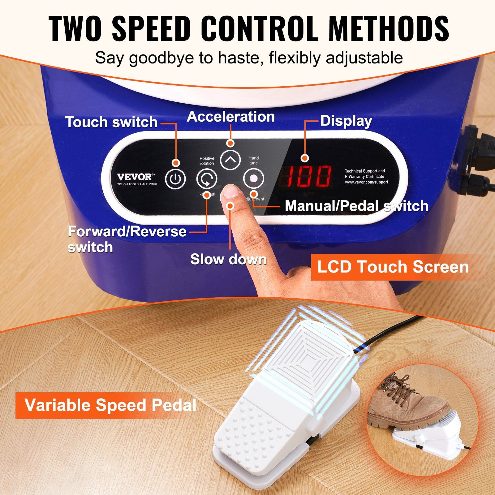 Pottery Wheel, 10 Inch Ceramic Wheel Pottery Machine, 350W Electric Pottery Wheel with Foot Pedal & LCD Touch Panel, Direct Drive DIY Clay Art Tool with Heavy-Duty Tripod Base, Blue