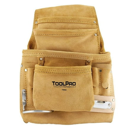 10-Pocket Suede Leather Nail and Tool Pouch